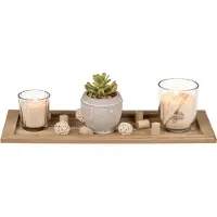 Ootb houten plankje met 2 kaarsen & kunstplatje met keramische pot Decoratie