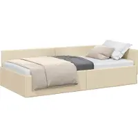 vidaXL Hoek Bed Frame met hoofdeinde Crème 80 cm x 200 cm Stof
