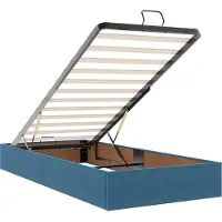 vidaXL Ottoman bed met matras en hoofdeinde, 2 stuks, donkerblauw, fluweel
