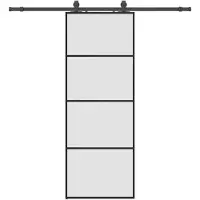 vidaXL Schuifdeur met beslagset 76x205 cm ESG glas zwart