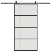 vidaXL Schuifdeur met beslagset 102,5x205 cm ESG glas zwart