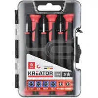Kreator KRTH22104 precisieschroevendraaierset - 6 stuks - chroom vanadium - 25 mm
