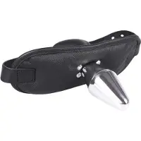 Kiotos leather Lederen Mondknevel met Metalen Buttplug