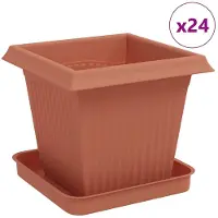 vidaXL Plantenpotten 24 st Baksteenrood Kunststof