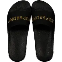 Superdry Premium Metallic Badslippers Black Grootte: 5-6
