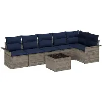 vidaXL Tuinbank Set 7 st Grijs poly rattan