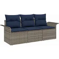 vidaXL Bankstel 3 st 3-Aantal zitplaatsen Grijs en Marineblauw