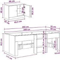 vidaXL Loft Bed Frame met Kast met opslag 3 st Wit Bewerkt hout
