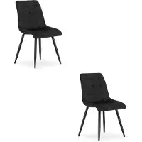 Hobby Hall Set van 2 eetkamerstoelen SPLIT – Fluweel zwart – Zwarte metalen poten – Modern design
