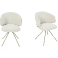 Furnihaus Mozy - Draaibare Eetkamerstoelen met armleuning - Set van 2 - Beige - Stof - Modern Design