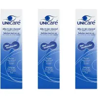 Unicare - Alles-in-één Lenzenvloeistof - 3 stuks 250ML - Voor Zachte Lenzen - voor Gevoelige Ogen - Inclusief 3 Lenzendoosjes