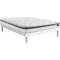 Vente-unique Set 140 x 190 cm gestoffeerde bedbodem + hybride matras 7-zone pocketvering en traagschuim dikte 25 cm - MALAO van PALACIO