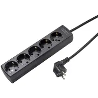 Kaiser Martin 5-weg 45 graden zwarte contactdoos met 1,5m kabel (Europese Stekkerdoos) - 1065ZL/15W/SW