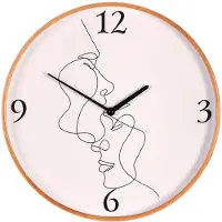 Autronic Wandklok diameter 40 cm - MDF en houten frame - gezichtsmotief (HA1742)