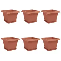 vidaXL Plantenpotten 6 st Baksteenrood Kunststof