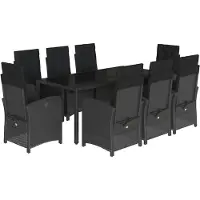 vidaXL 9-delige Tuinset poly rattan zwart