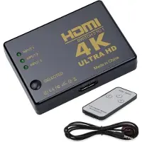 Dolphix HDMI schakelaar 3 naar 1 / met afstandsbediening en IR extender - versie 1.4 (4K 30Hz)