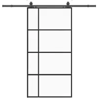 vidaXL Schuifdeur met beslagset 102,5x205 cm ESG glas zwart