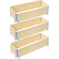 Garronda Kweekbak Palletrand 3-Pack 80x30x20 cm - Natuurlijk - Bloemen - Kruiden - Palletframe - Natuurlijke Verhoogde Bloembedden - GD-BUD-PAL