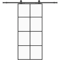 vidaXL Schuifdeur met beslagset 90x205 cm ESG glas zwart