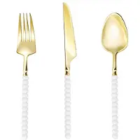 Decorline - Pearl Collection Bestekset 36-delig – Wit/Goud – Luxe Kunstof Bestek voor 12 Personen