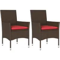 vidaXL Tuinstoelen 2 st met kussens poly rattan bruin