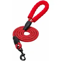 Nobleza Hondenriem rood met zacht handvat - Lengte 150 cm - Uitlaatriem comfortabel - Hondenriem met verdikt handgreep