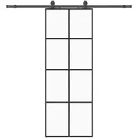 vidaXL Schuifdeur met beslag, zwart, 76x205 cm, veiligheidsglas