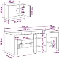 vidaXL Loft Bed Frame met Kast met opslag 3 st Wit Bewerkt hout