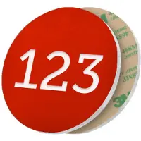 Combicraft ronde nummerplaatjes van acrylaat rood 25 mm met tape - 1 t/m 50