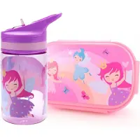 Fairy – Elfjes lunchset broodtrommel + kunststof drinkfles Paars | Lunchbox kinderen LS26