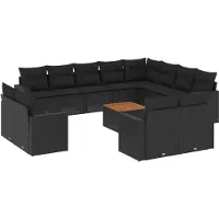vidaXL 13-delige Loungeset met kussens poly rattan zwart