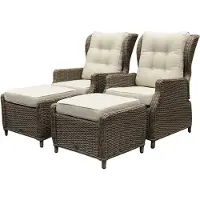 AVH-Collectie Ibiza lounge balkonset verstelbaar 4 delig bruin wicker | naturel mixed weave kussen