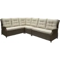 AVH-Collectie Ibiza hoek loungeset 4 delig verstelbaar bruin wicker | naturel mixed weave kussen