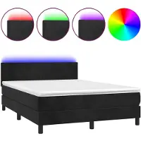 vidaXL Boxspring met matras en LED fluweel zwart 140x190 cm