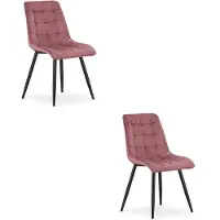 Leobert Chaise - - Tweedelig - Donkerroze fluweel / Zwarte poten - Set van 2