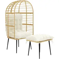 Outsunny Rattan Ei-stoel-PE-rattan, staal-76L x 65B x 147H cm-Beige