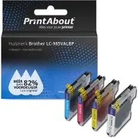 PrintAbout Huismerk vervangt Brother LC-985VALBP Inktcartridge 4-kleuren Multipack