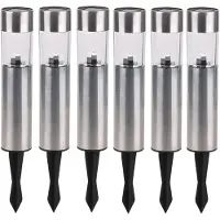 Sunnydays Tuinlampen / prikspot Solar Solento - 6x - zilver - RVS - waterbestendig - 30 cm