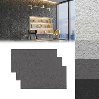 NaiZy 3D Muurpaneel Steenlook 120x60x5 cm, 3 Stuks PU Zelfklevende Wandbekleding, Waterdicht Steenpaneel voor Keuken, Badkamer & Woonkamer, Type B - Mat Zwart -