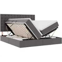 vidaXL Opbergbed met LED met hoofdeinde Grijs 180 x 200 cm Kunstleer