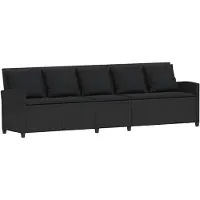 vidaXL Tuinbank 5-zits met kussens poly rattan zwart