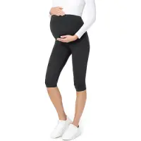 Be Mammy BE-BE20-229-LE Dames Capri Zwangerschapsleggings - 3/4 Lengte - Katoen - Elasthan - Yogabroek - Zwart - XXL
