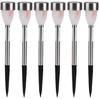 Sunnydays Tuinlampen / prikspot Solar Lumora - 6x - zilver - RVS - waterbestendig - 36 cm