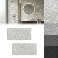 NaiZy 3D Muurpaneel Steenlook 120x60x5 cm, 2 Stuks PU Zelfklevende Wandbekleding, Waterdicht Steenpaneel voor Keuken, Badkamer & Woonkamer, Type B - Marmerwit -
