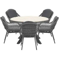Garden Impressions Yima tuinset 6-delig licht grijs - Tulli tuintafel bruin Ø148 cm