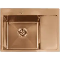 REA - Stalen spoelbak - Fin 62 - Geborsteld Koper - 62X48X18,5CM