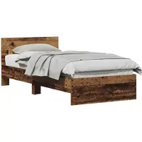 vidaXL Bedframe Wandgemonteerd met hoofdeinde Oud hout Bewerkt hout