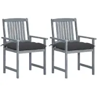 vidaXL Tuinstoelen 2 st met kussens massief acaciahout grijs