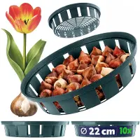 Kadax plantmanden Ø 22 cm voor tulpenbollen, 10 stuks, kunststof plantenbakken, woelmuizenbescherming voor tulpen en andere bolgewassen, zaaibakken